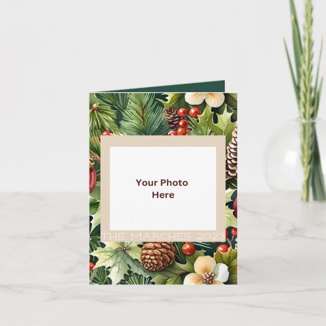 Botanische Elegance Weihnachten Faltes Grußkarte Karte (Vorderseite)