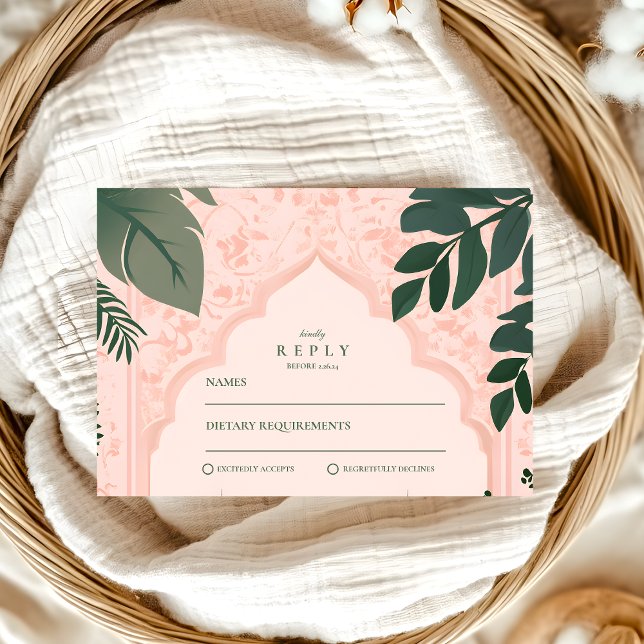 Botanische Elegant-islamische Hochzeit RSVP Karte (Von Creator hochgeladen)