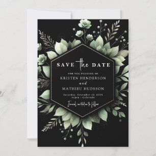 Botanische Elegant Romance Sage Green Wedding Save The Date