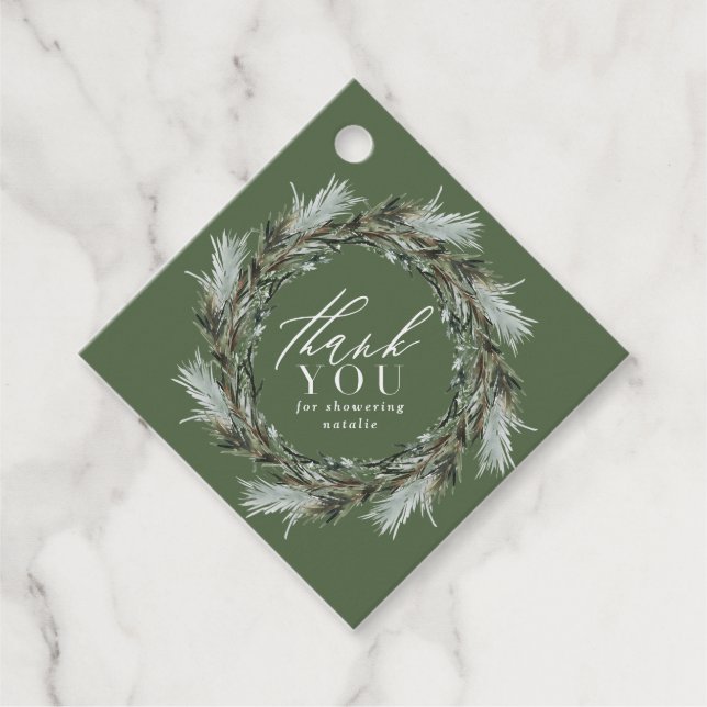Botanische elegante moderne Babydusche Vielen Dank Geschenkanhänger (Vorderseite)