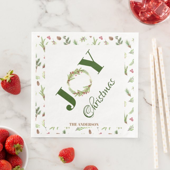 Botanische elegante Weihnachtsfeier Weihnachtsfeie Serviette (Beispiel)