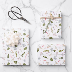 Botanische Elegante Wildblume Geschenkpapier Set