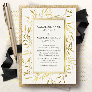 Botanische Eleganz Hochzeit Folieneinladung