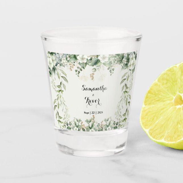 Botanische Eleganz: Stilvolles Shot Glass Schnapsglas (Vorderseite)