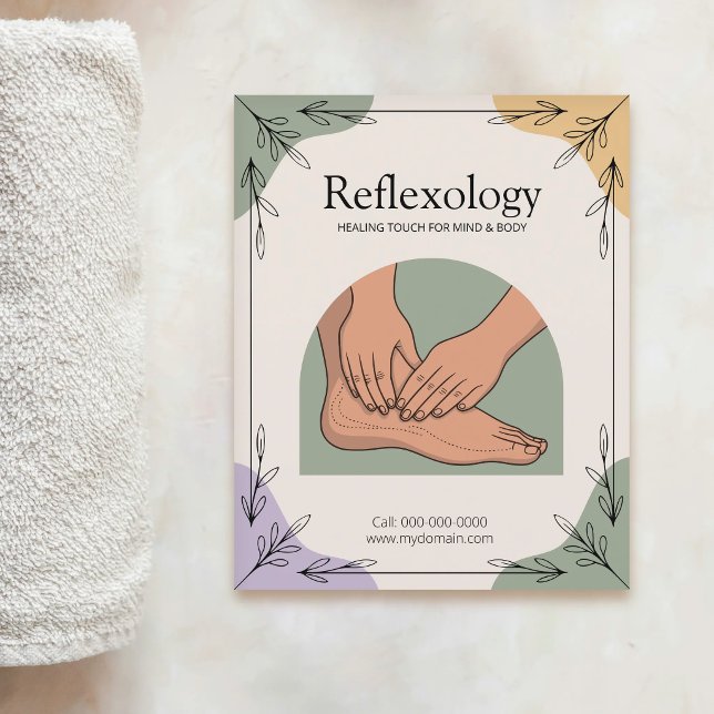 Botanische Elemente & Erdtöne - Reflexzonenmassage Flyer (Botanical Elements & Earth Tones - Reflexology Flyer)