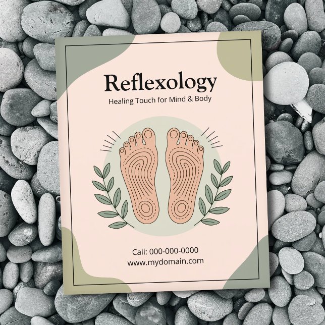 Botanische Elemente & Fußabdruck - Reflexzonenmass Flyer (Botanical Elements & Footprint - Reflexology Flyer)