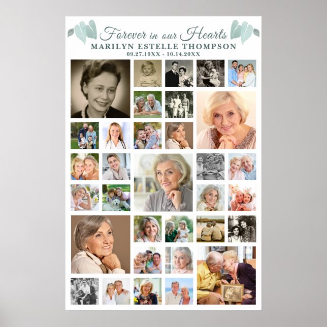 Botanische Erinnerungsherzen 33 FotoCollage Poster (Vorne)