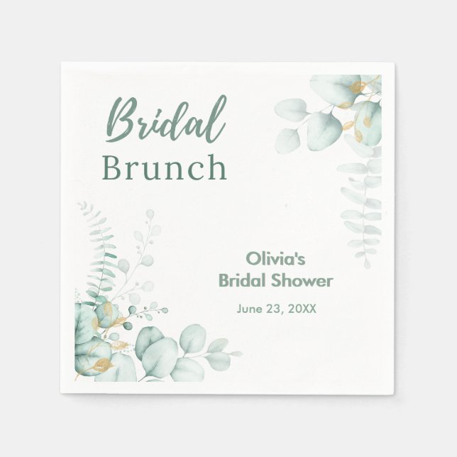 Botanische Eukalyptus-Braut-Brunch-Brautdusche Serviette (Vorderseite)