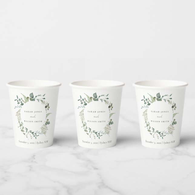 Botanische Eukalyptus-Hochzeit Pappbecher (Multi)