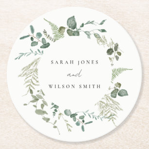 Botanische Eukalyptus-Hochzeit Runder Pappuntersetzer