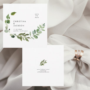 Botanische Eukalyptus-Hochzeitsquadrat-Sparen Sie Save The Date