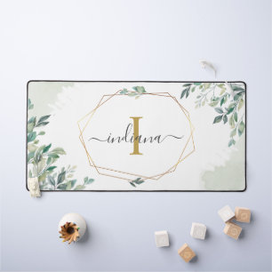 Botanische Eukalyptus Monogram Script Schreibtischunterlage