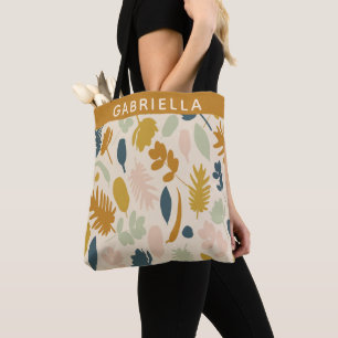 Botanische Fall-Blume Blätter Muster Personalisie Tasche
