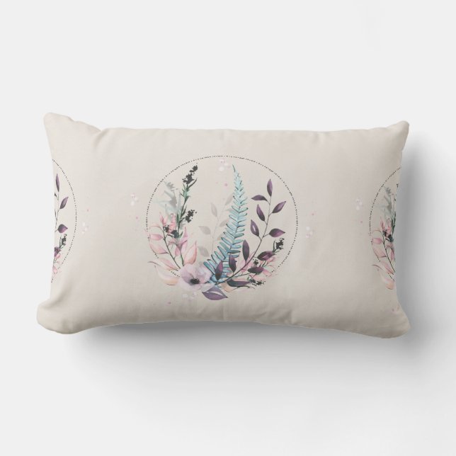 Botanische Fantasie auf Creme Lendenkissen (Vorderseite)