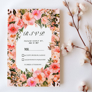 Botanische farbenfrohe Blütenblume floral RSVP  Einladung