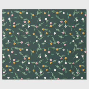 Botanische Farne und Wildblumen Muster Geschenkpapier
