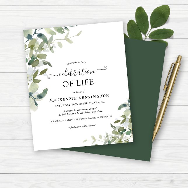 Botanische Feier zum Gedenken an das Leben (Budget Botanical Celebration of Life Memorial Invitation)