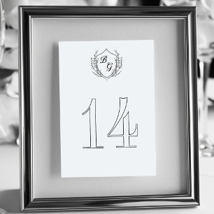 Botanische Feinlinien-Klassiker-Hochzeitswappen Vi Tischnummer