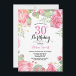 Botanische Flora 30. Geburtstag Einladung<br><div class="desc">Botanische Flora 30. Geburtstag Einladung. Blumenrosa-Peonies Geburtstagseinladung für Frauen. Aquarellfarbene Blume Elegante rosa Rose und Peony Blume. Erwachsener zum Geburtstag. Weißer Hintergrund. Schwarz und Weiß. 13. 15. 16. 18. 20. 21. 30. 40. 50. 60. 70. 80. 90. 100. Jedes Alter. Für weitere Anpassungen klicken Sie bitte auf die Schaltfläche "Anpassen"...</div>