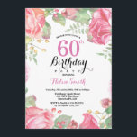 Botanische Flora 60. Geburtstag Einladung<br><div class="desc">Botanische Flora 60. Geburtstag Einladung. Blumenrosa-Erbsen Geburtstag Einladung für Frauen. Aquarell Floral Blume. Elegante Blume aus Rosa und Peony. Erwachsener Geburtstag. Weißer HintergrundSchwarz und Weiß. 13. 15. 16. 18. 20. 21. 30. 40. 50. 60. 70. 80. 90. 100. jedes Alter. Für weitere Anpassungen klicken Sie bitte auf die Schaltfläche "Anpassen"...</div>