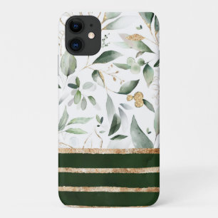 Botanische Flora-Glitzer Goldfarbe Grün Case-Mate iPhone Hülle