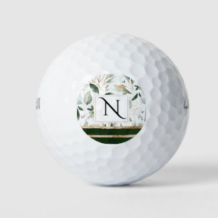 Botanische Flora-Glitzer-Monogramm Golfball