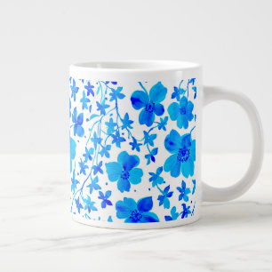 Botanische Flora in Deep Blue und White Jumbo-Tasse