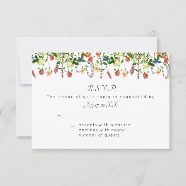Botanische Floral Response Cards RSVP Karte (Vorderseite)
