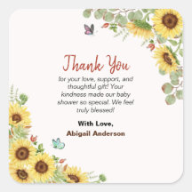 Botanische Florale Blumen Baby Shower Dankeschön-K