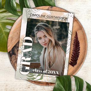Botanische Florale Boho-Abschlussankündigung Postkarte
