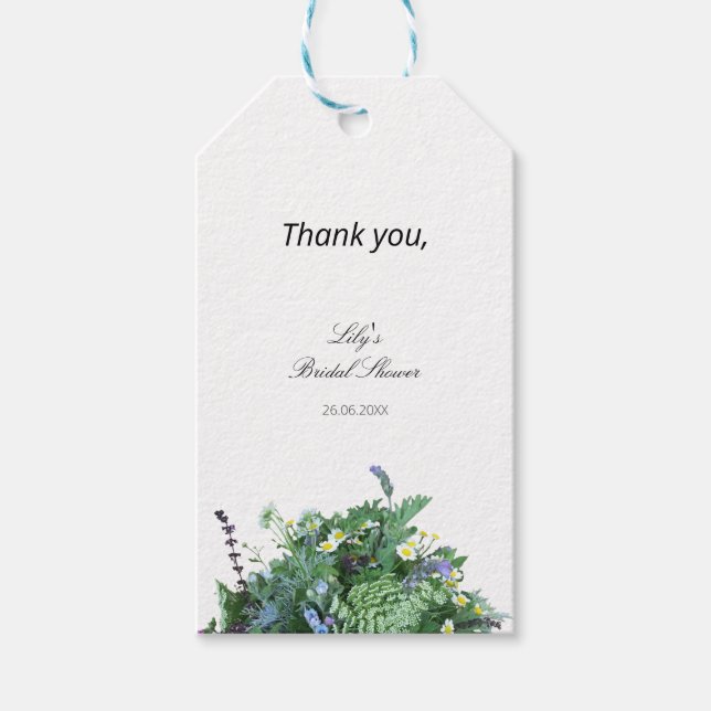 Botanische florale Dankeschön-Geschenkanhänger Geschenkanhänger (Vorderseite)