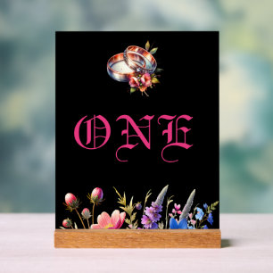Botanische florale Hochzeitsringe Tisch Nummernsch Acrylschild