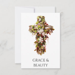 Botanische Florale Kreuz Andachts Heilige Karte
