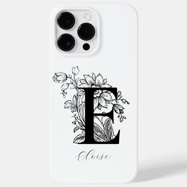 Botanische florale Monogramm Buchstaben E Name Case-Mate iPhone 14 Pro Max Hülle (Rückseite)