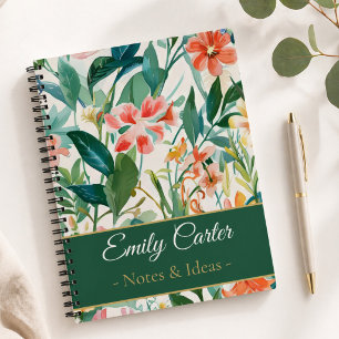 Botanische Florale Personalisierte Namensnotizen u Notizbuch