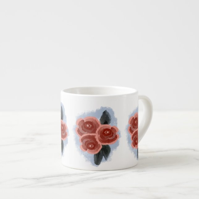 Botanische florale Vintage Rose Espressotasse (Vorderseite Rechts)