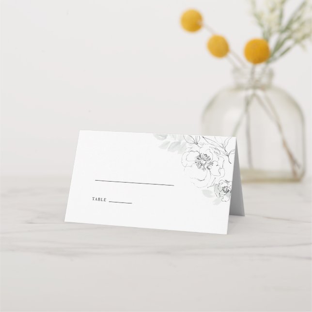 Botanische Foliage-Illustration Hochzeitsszenierun Platzkarte (Vorderseite)