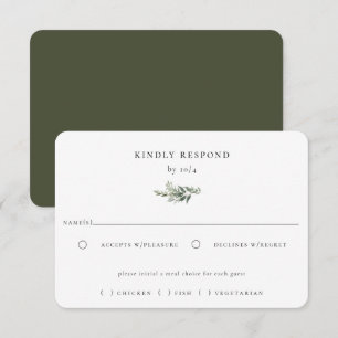 Botanische Foliage Wedding Meal Choice RSVP Karte