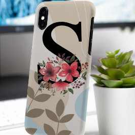 Botanische Form Boho Retro mit Name 1st Hauptstadt iPhone 16 Hülle