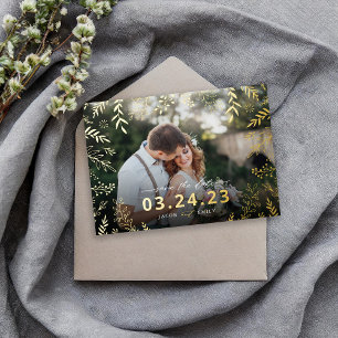 Botanische Foto-Overlay Save the Date Folien-Einla Folieneinladung