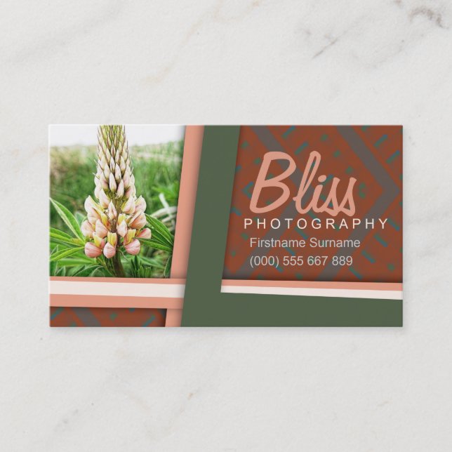 Botanische Fotografie Erdthy Moderne Fotovorlage Visitenkarte (Vorderseite)