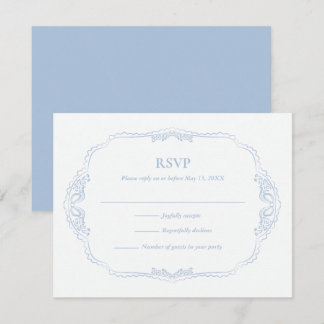 Botanische Französisch Blaue Hochzeit RSVP Karte