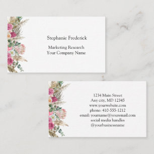 Botanische Frauenkarte Pink Green Floral Business  Visitenkarte