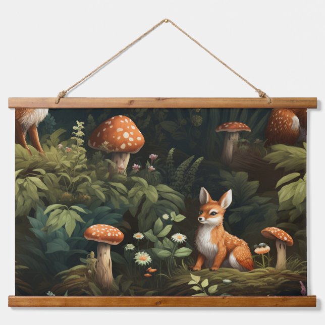 Botanische Freunde des Twilight Forest Wandteppich Mit Holzrahmen (Vorne)