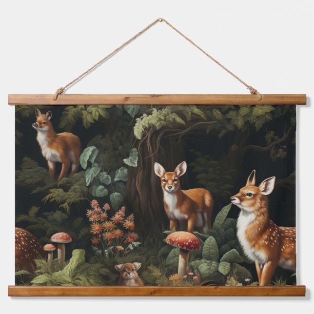 Botanische Freunde des Twilight Forest Wandteppich Mit Holzrahmen (Vorne)