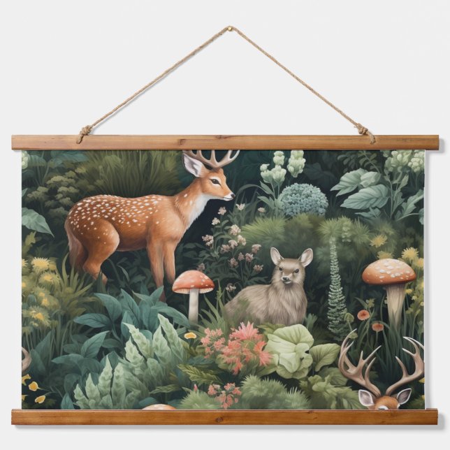 Botanische Freunde des Twilight Forest Wandteppich Mit Holzrahmen (Vorne)