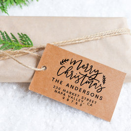Botanische Frohe Weihnachtsfamilie Rücksendeadress Gummistempel