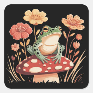 Botanische Froschliebhaber Geschenke Floral Blume  Quadratischer Aufkleber