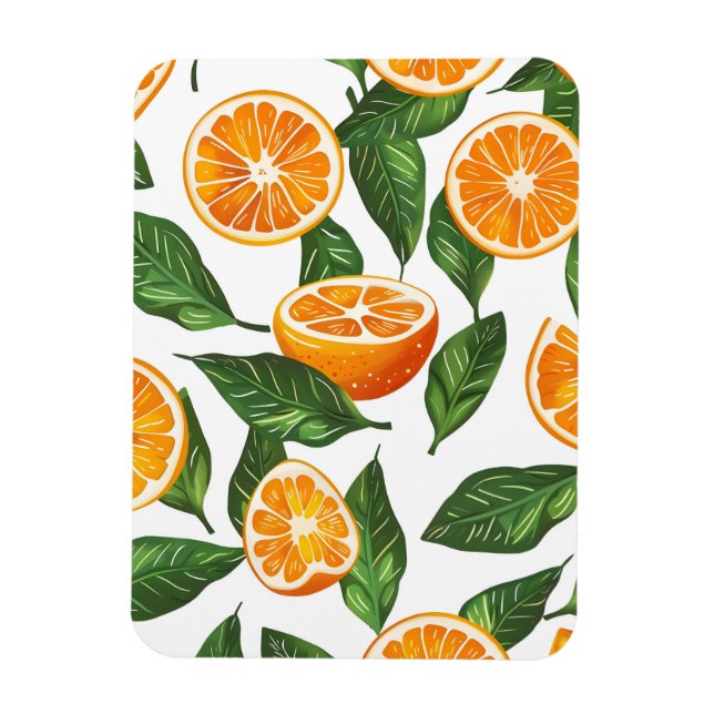 Botanische Frucht Orange Citrus Nahtlos Magnet (Vertikal)