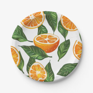 Botanische Frucht Orange Citrus Nahtlos Pappteller